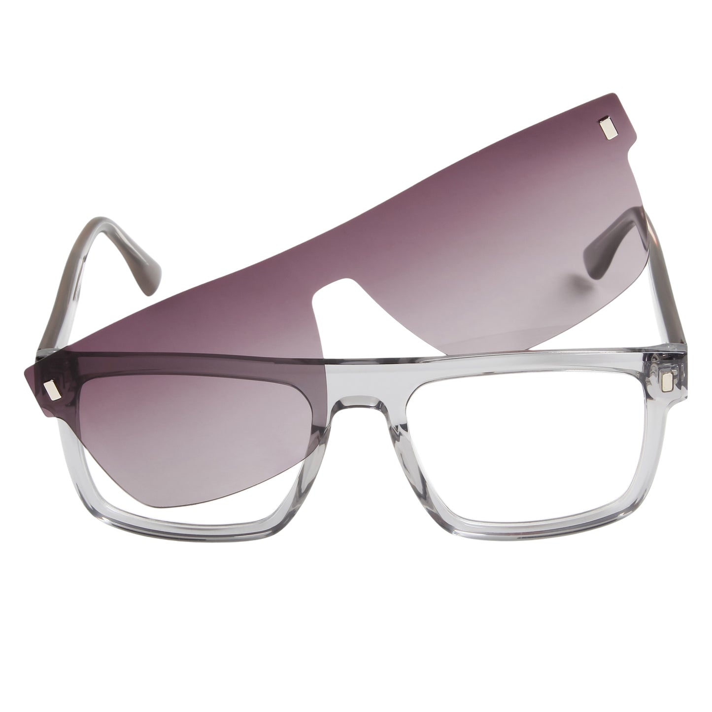 CLP-JADEN UNISEX SQUARE ACETATE CLIPON SUNGLASSES WITH POLARIZED LENS BY TED SMITH (IN 4 COLORS)