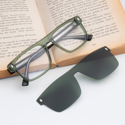 CLP-JADEN UNISEX SQUARE ACETATE CLIPON SUNGLASSES WITH POLARIZED LENS BY TED SMITH (IN 4 COLORS)