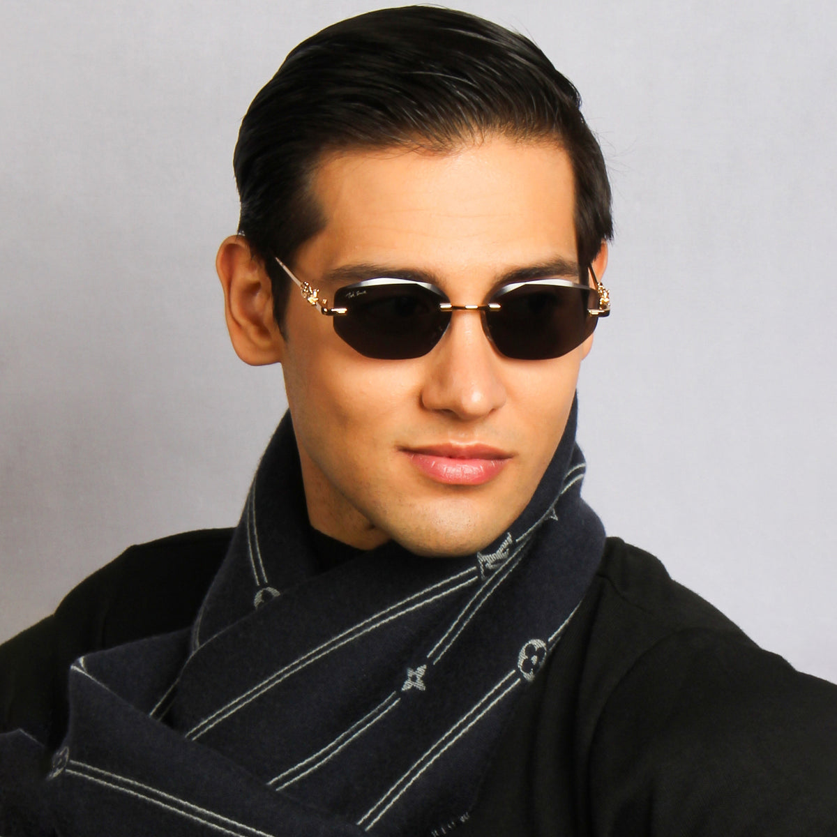AURA | DIAMOND CUT OVAL RIMLESS METAL SUNGLASSES (IN 3 COLOURS)