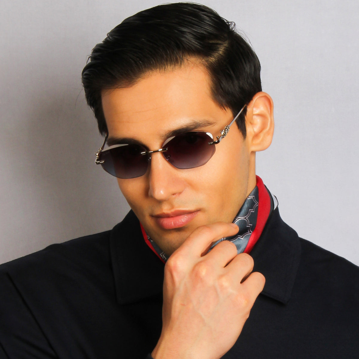 AURA | DIAMOND CUT OVAL RIMLESS METAL SUNGLASSES (IN 3 COLOURS)