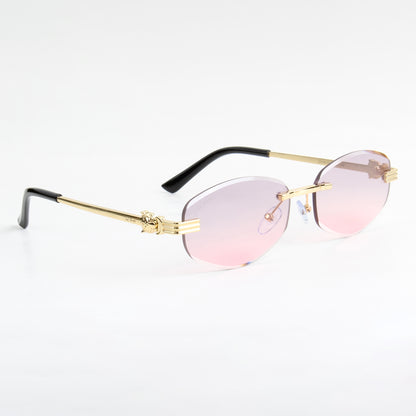 NOIR | DIAMOND CUT RIMLESS OVAL SUNGLASSES IN METAL (IN 3 COLOURS)