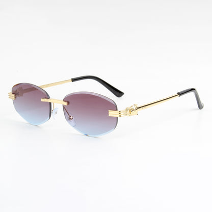 NOIR | DIAMOND CUT RIMLESS OVAL SUNGLASSES IN METAL (IN 3 COLOURS)