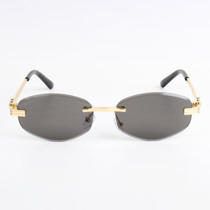 NOIR | DIAMOND CUT RIMLESS OVAL SUNGLASSES IN METAL (IN 3 COLOURS)