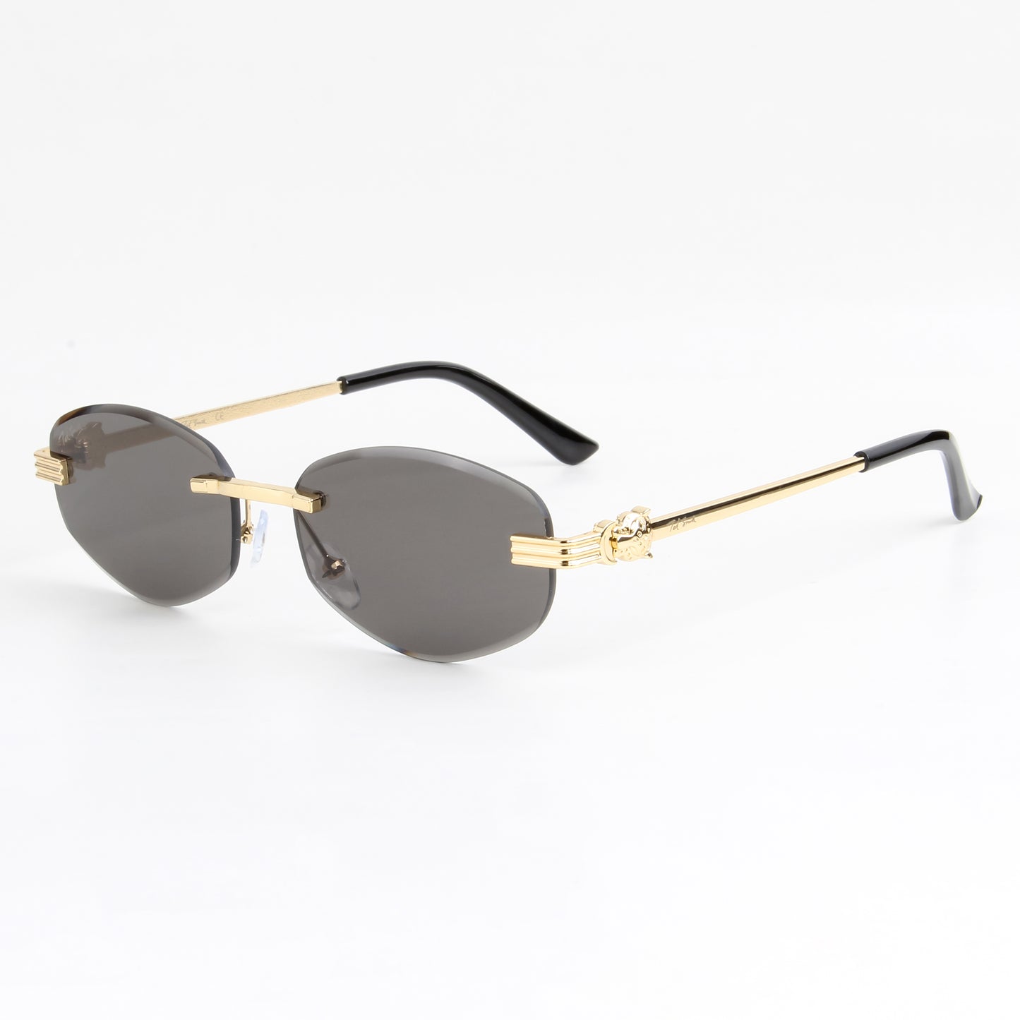 NOIR | DIAMOND CUT RIMLESS OVAL SUNGLASSES IN METAL (IN 3 COLOURS)