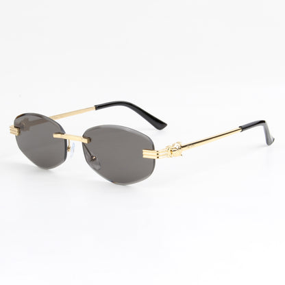 NOIR | DIAMOND CUT RIMLESS OVAL SUNGLASSES IN METAL (IN 3 COLOURS)