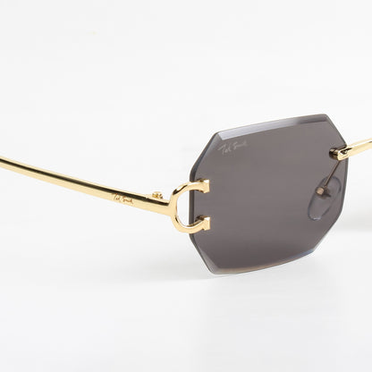 QAVALI | DIAMOND CUT RIMLESS HEXAGON SUNGLASSES IN METAL (IN 3 COLOURS)