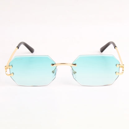 QAVALI | DIAMOND CUT RIMLESS HEXAGON SUNGLASSES IN METAL (IN 3 COLOURS)