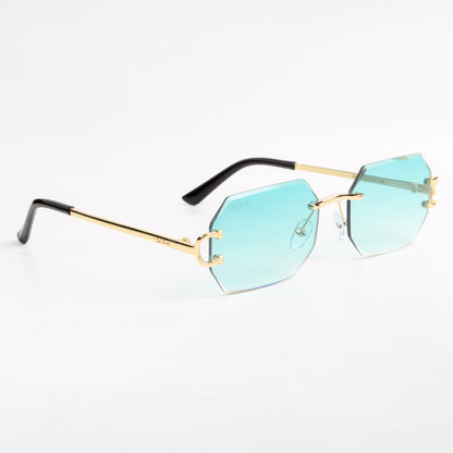 QAVALI | DIAMOND CUT RIMLESS HEXAGON SUNGLASSES IN METAL (IN 3 COLOURS)