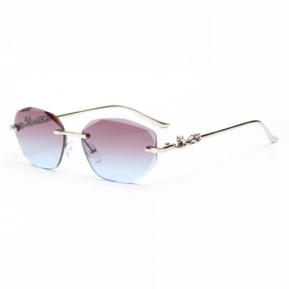 AURA | OVAL RIMLESS METAL SUNGLASSES (IN 3 COLOURS)