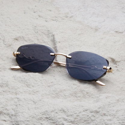 AURA | OVAL RIMLESS METAL SUNGLASSES (IN 3 COLOURS)