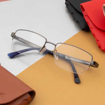 HALF JACKET TITANIUM RECTANGLE COMPUTER GLASSES (IN 3 COLORS)