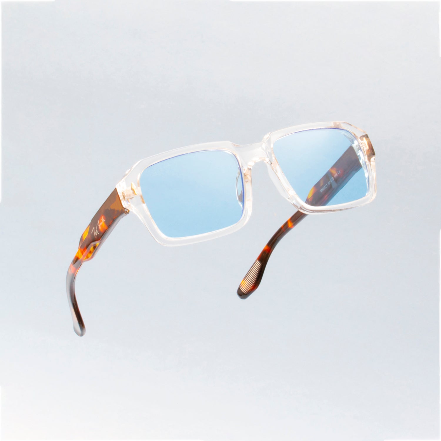 KANE CRYSTAL TRANSPARENT SQUARE SUNGLASSES | BLUE LENS | TRANSPARENT WAYFARER SUNGLASSES | 