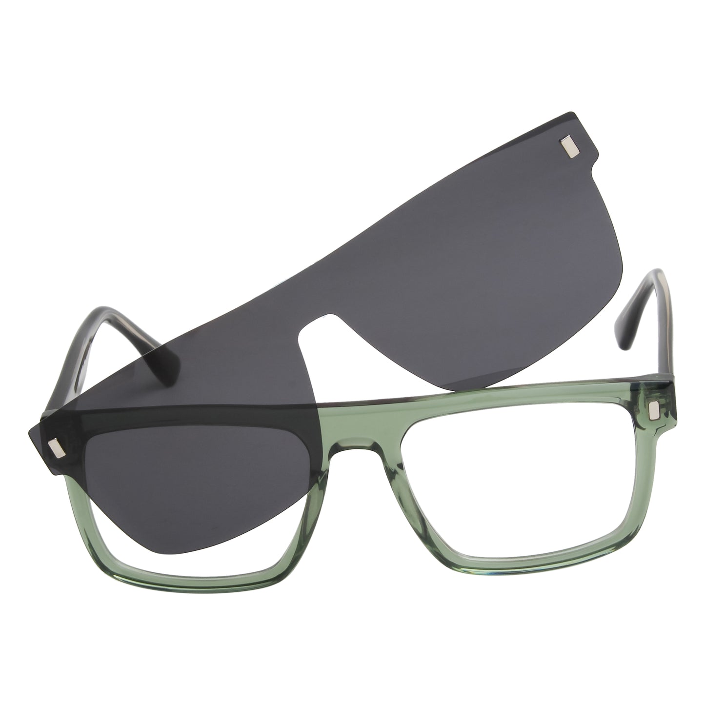 CLP-JADEN UNISEX SQUARE ACETATE CLIPON SUNGLASSES WITH POLARIZED LENS BY TED SMITH (IN 4 COLORS)