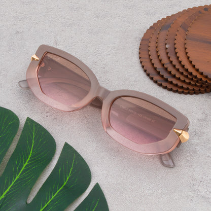 SERPENTY BROWN PINK CAT EYE SUNGLASSES | PINK LENS |