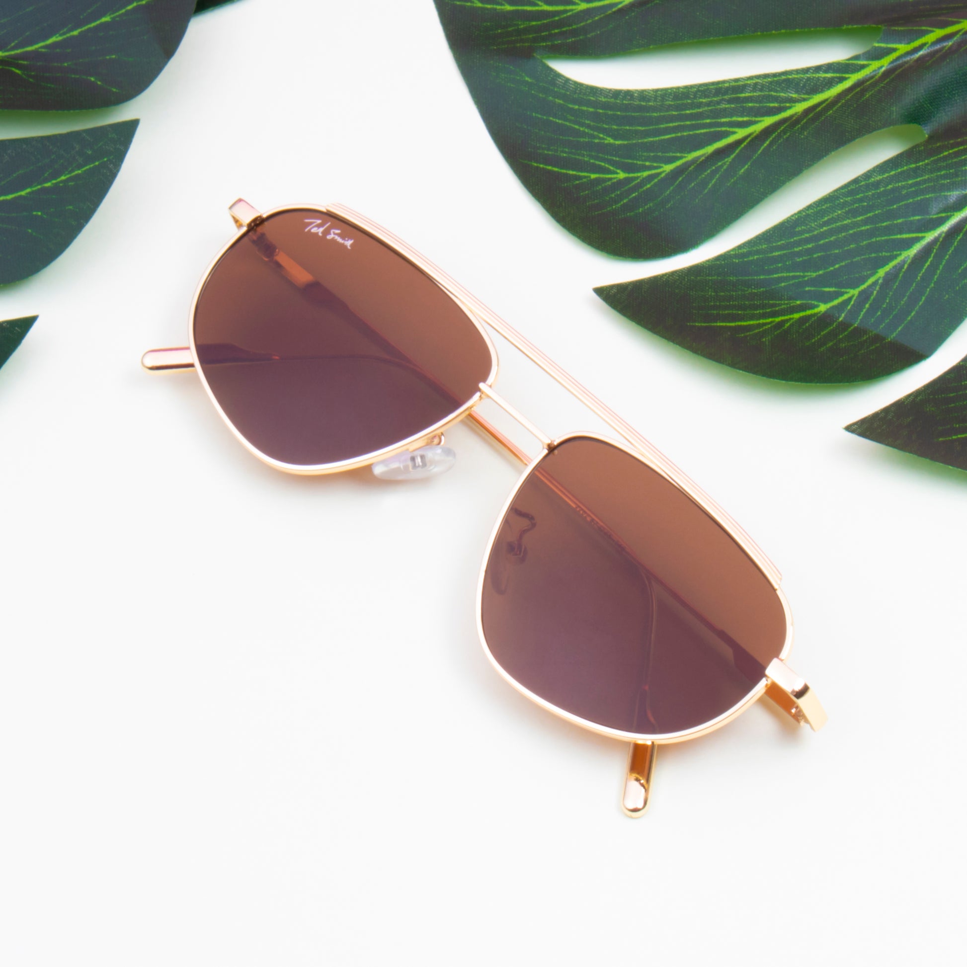 TREXY GOLD AVIATOR SUNGLASSES | BROWN LENS AVIATOR |