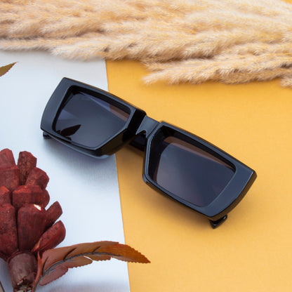 BERKIN BLACK SMALL RECTANGLE SUNGLASSES | AESTHETIC SUNGLASSES | BOLD SUNGLASSES 