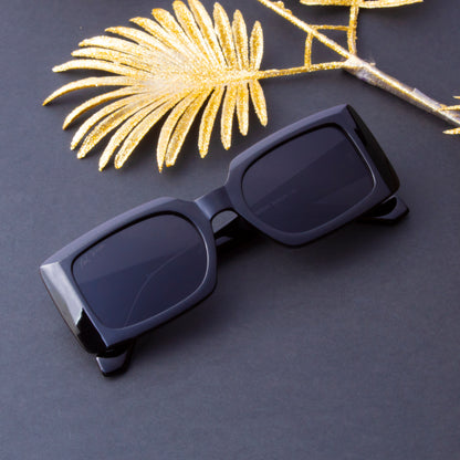 PURELUV BLACK RECTANGLE SUNGLASSES | BLACK SQUARE SUNGLASSES