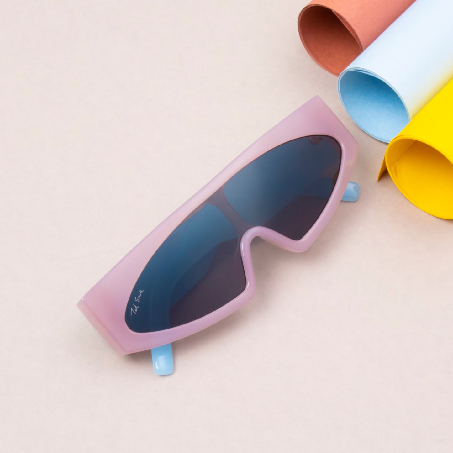 BETTA PINK SHIELD SUNGLASSES BY TED SMITH | CHUNKY SUNGLASSES