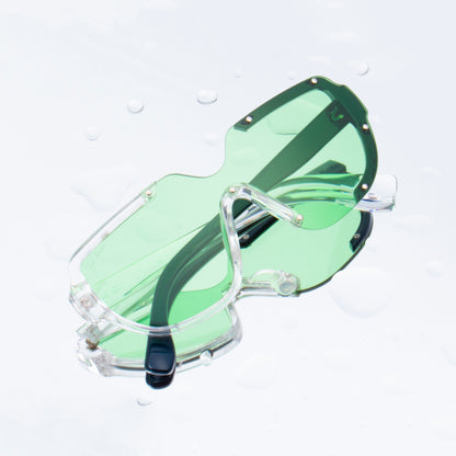 Nuface Shield Crystal Sunglases | Green Lens | Candy glasses