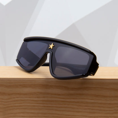 MILLIONAIRE BLACK SHIELD SUNGLASSES | BLACK LENS | 