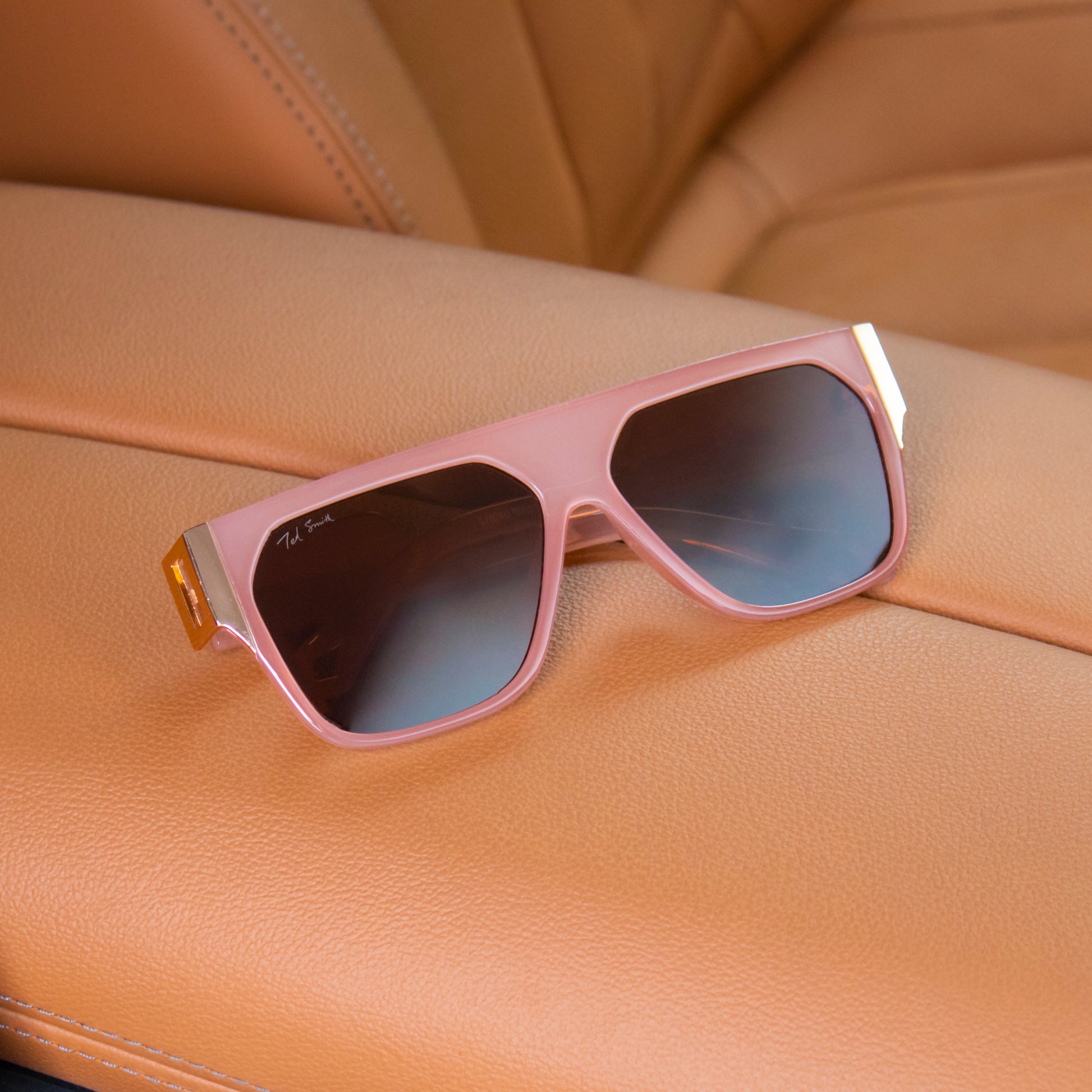 ALPHA PINK FLAT TOP SUNGLASSES BY TED SMITH | WAYFARER SUNGLASSES