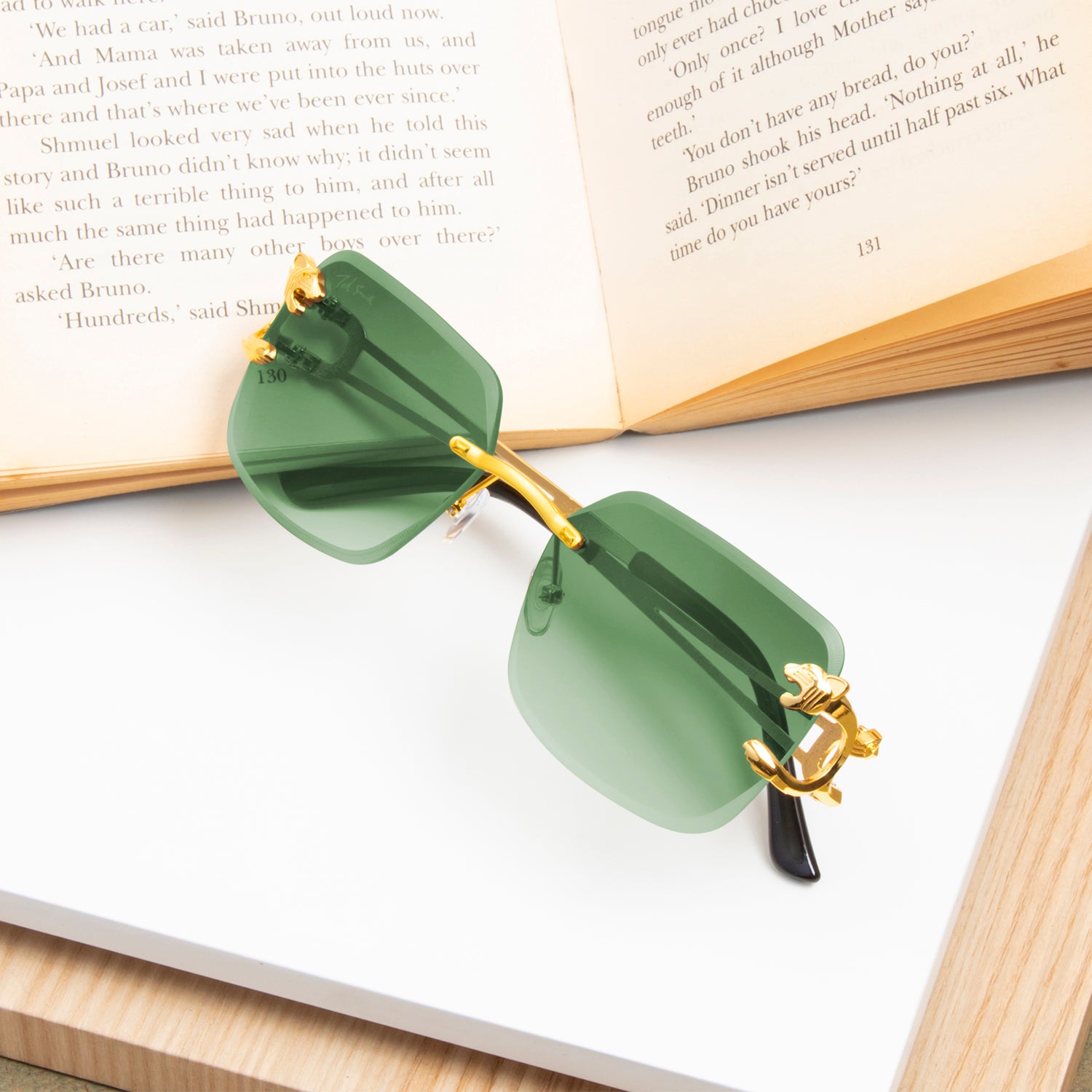 JAGUAR GOLD GREEN RIMLESS SUNGLASSES | SQUARE SUNGLASSES