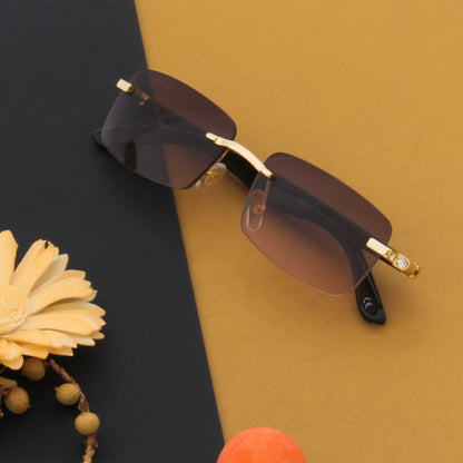 SOLITIARE UNISEX RECTANGLE METAL RIMLESS SUNGLASSES BY TED SMITH (IN 4 COLORS)