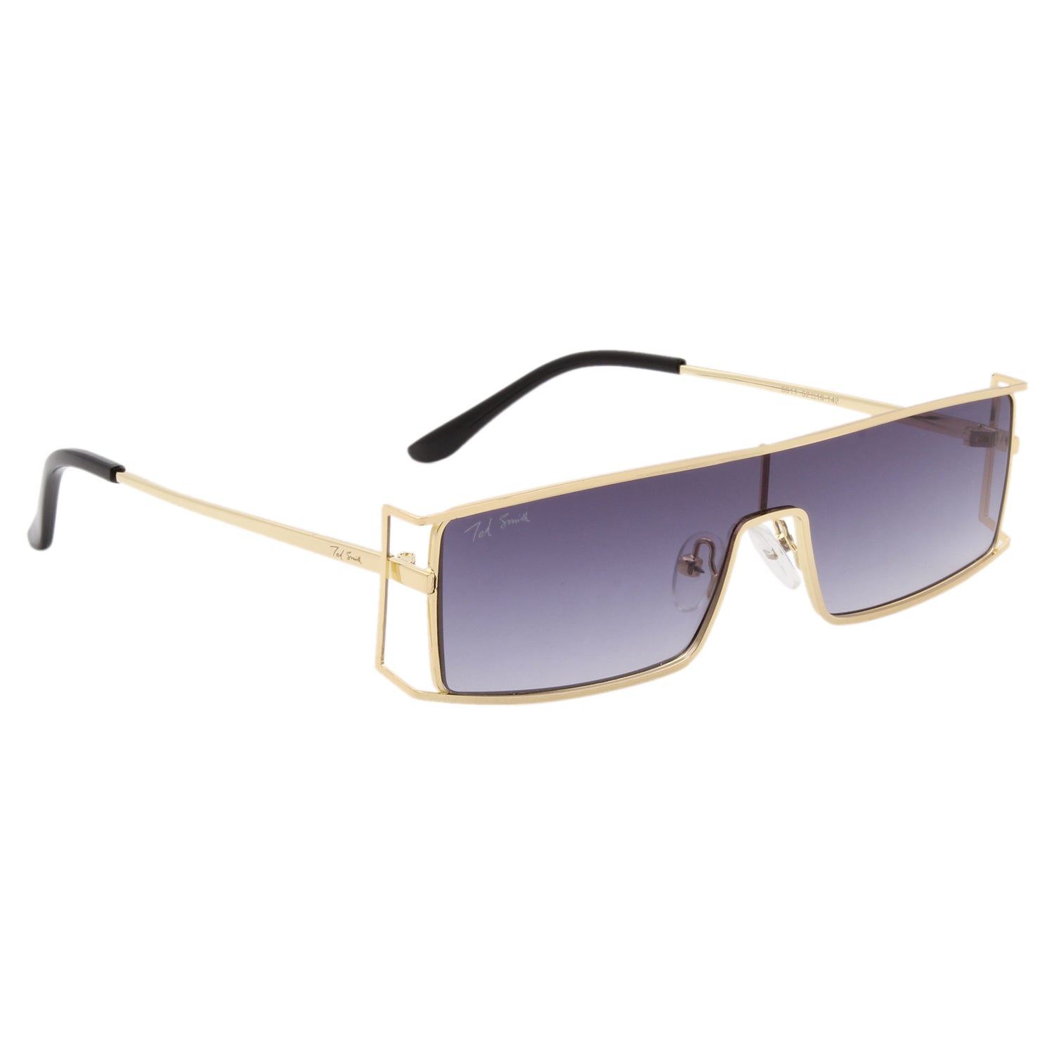 Ted Smith TS-61085-GLD-BLK UV-Protected Aviator Sunglasses For Men (Gold, OS)