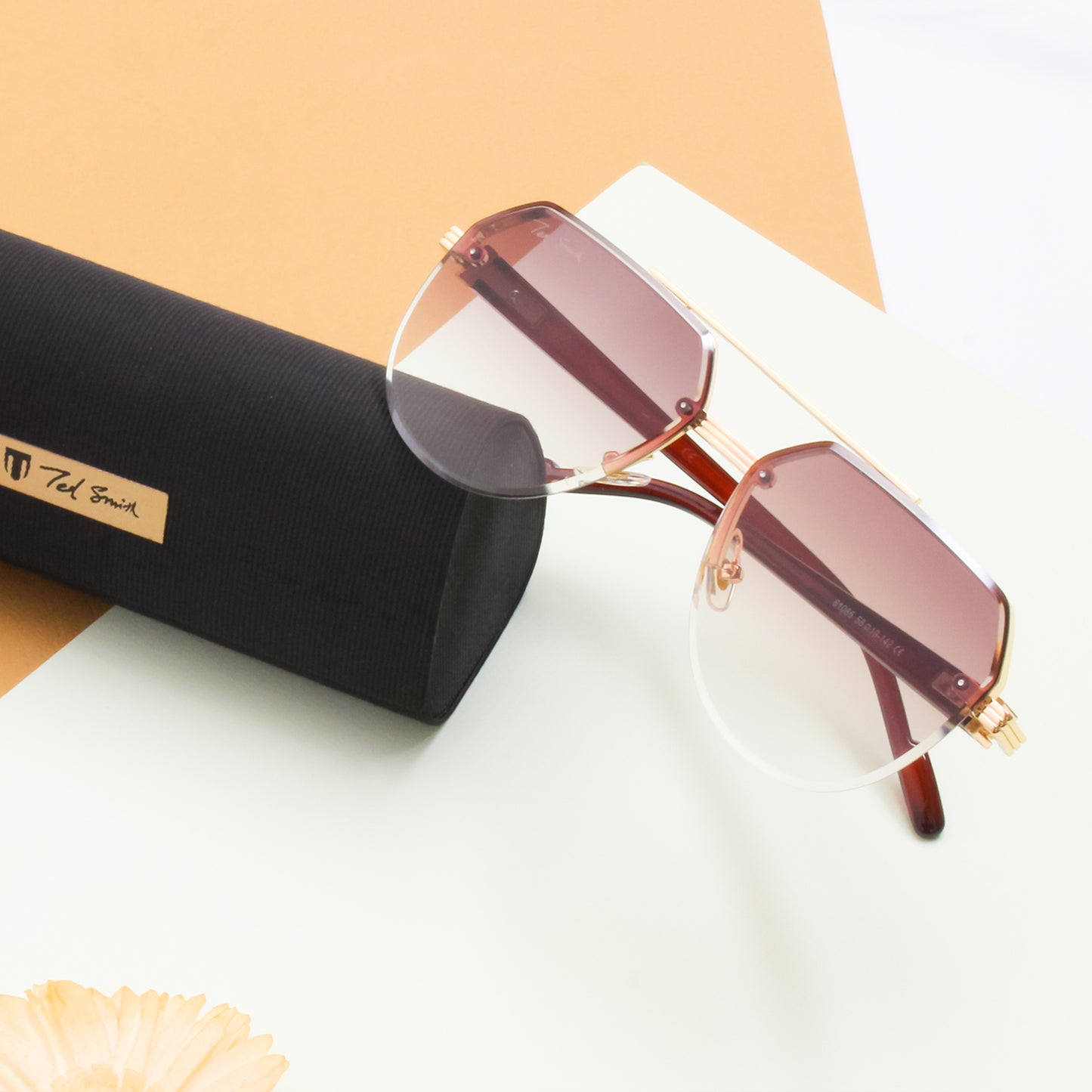 GENRAL2 GOLD BROWN AVIATOR SUNGLASSES | RIMLESS AVIATOR SUNGLASES