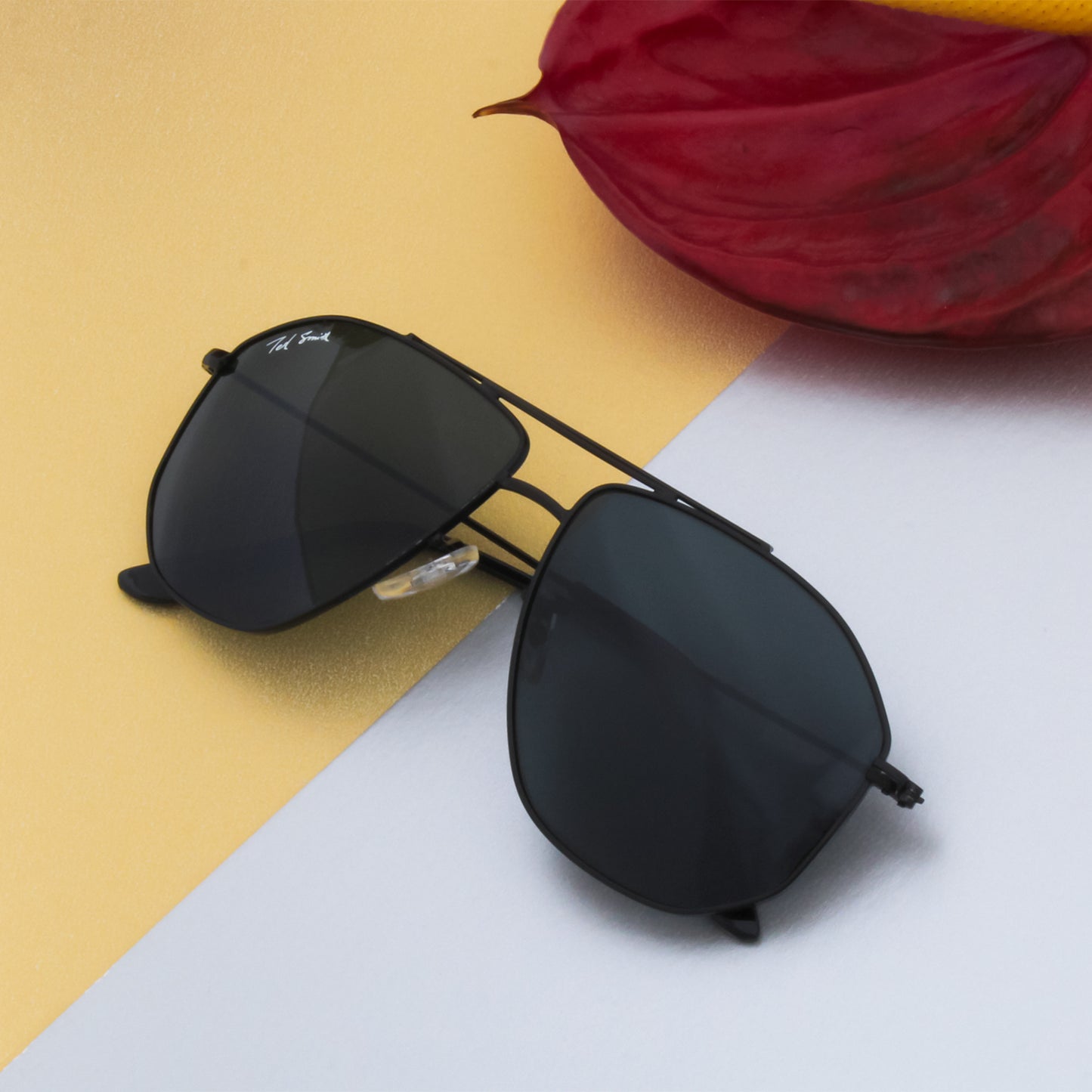 CELESTE BLACK EDGY AVIATOR SUNGLASSES BY TED SMITH | BEST MEN SUNGLASSES