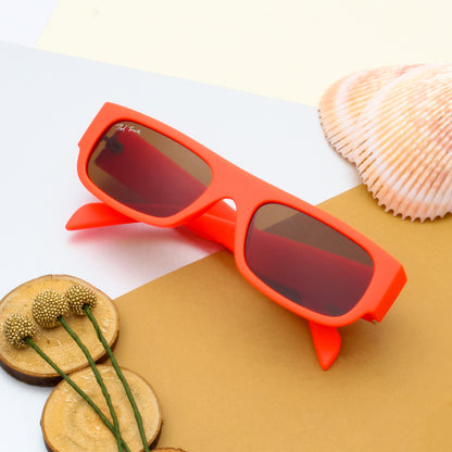 MUZIC ORANGE RECTANGLE SUNGLASSES BY TED SMITH | AESTHETIC SUNGLASSES