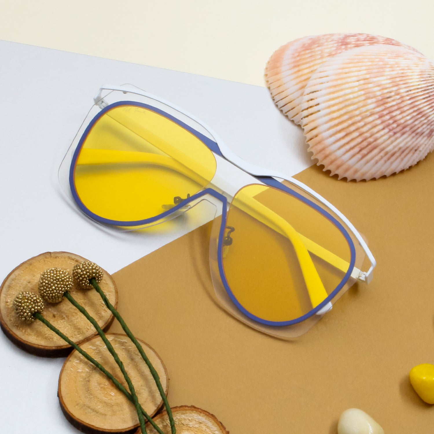 ILLUSION2 CANDY YELLOW AVIATOR SUNGLASSES | RIMLESS SUNGLASSES