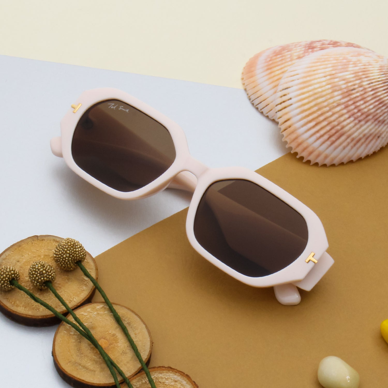 RAPPER CREAM SQUARE SUNGLASSES BY TED SMITH | EDGY SUNGLASSES