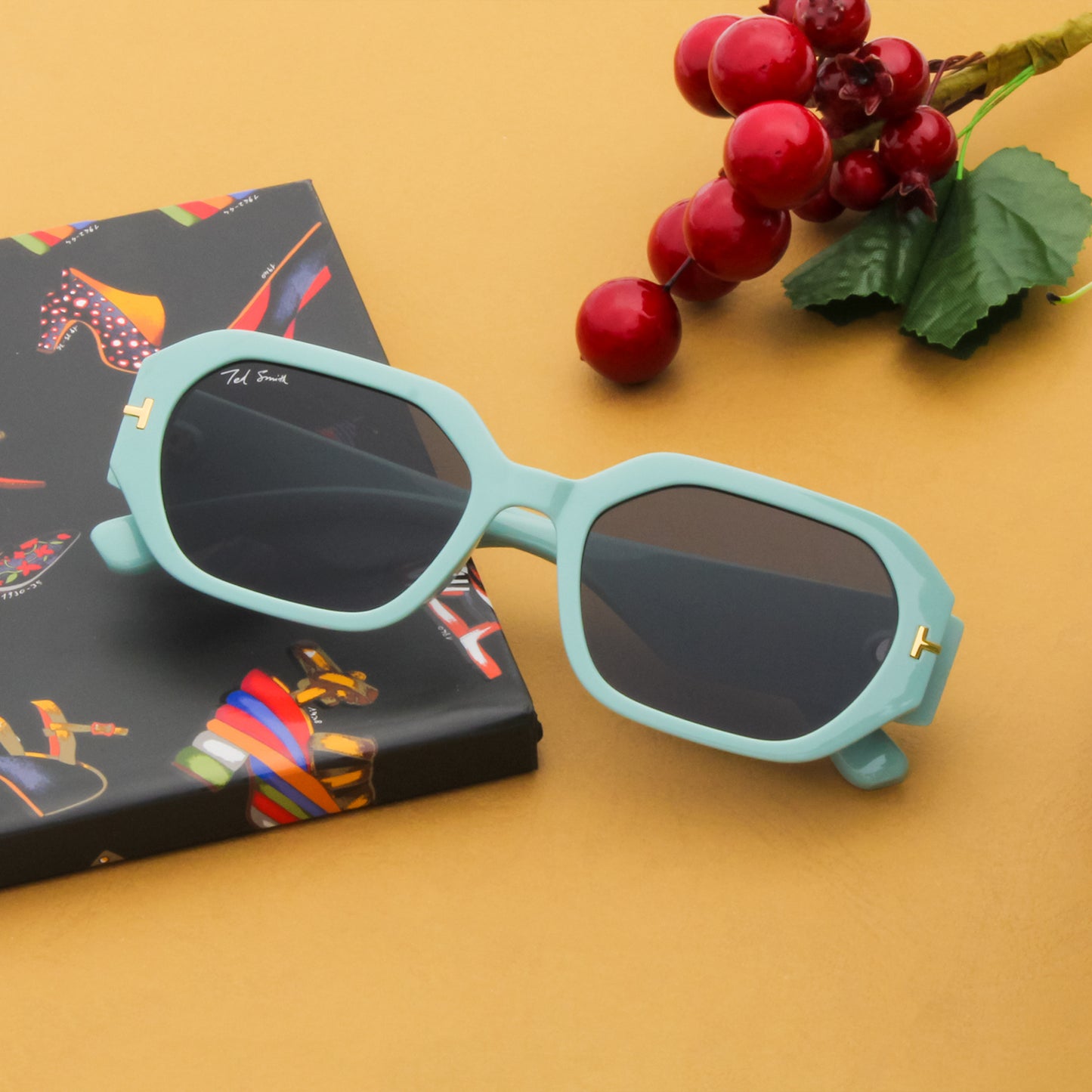 RAPPER TURQUOISE SQUARE SUNGLASSES BY TED SMITH | EDGY SUNGLASSES