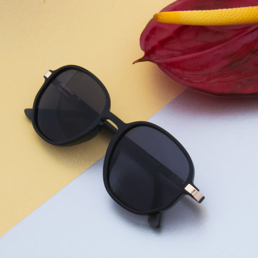 TULIP BLACK HEXAGON SUNGLASSES BY TED SMITH 